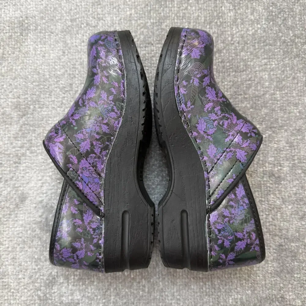 Sanita Clogs Shoes Womens Size 36 Purple Floral Danish Nursing Comfort Workwear - Picture 8 of 13